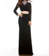 Mac Duggal Lace Two-piece Evening Gown In Black In Black