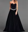 Mac Duggal Lace Up Back Gown In Black/silver In Black