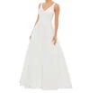 Mac Duggal Tailored V-neck Ballgown In White
