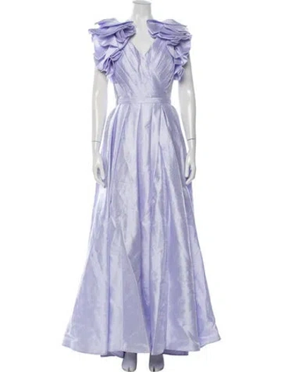 Pre-owned Mac Duggal Linen Long Dress W/ Tags In Purple