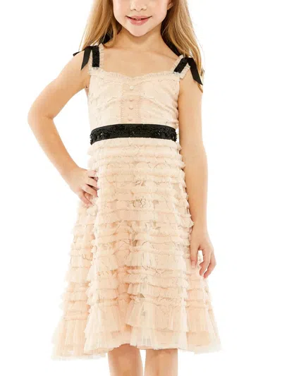 Mac Duggal Little Girl's & Girl's Beaded Bow Strap Ruffle Lace Dress In White