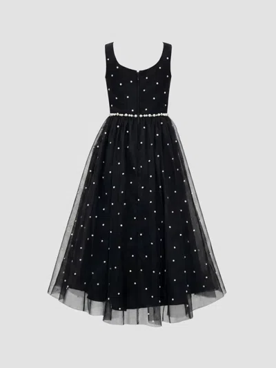 Mac Duggal Kids' Little Girl's & Girl's Embellished Tulle Sleeveless Dress In Black
