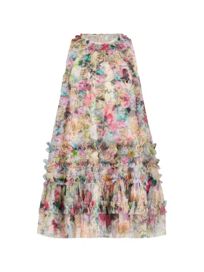 Mac Duggal Little Girl's & Girl's Floral Mesh A-line Dress In Multi