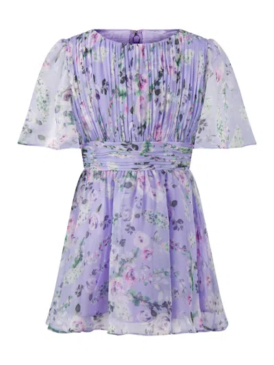 Mac Duggal Little Girl's & Girl's Floral Pleated Dress In Purple
