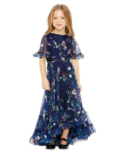 Mac Duggal Little Girl's & Girl's Floral Ruffle Hi-low Gown In Multi