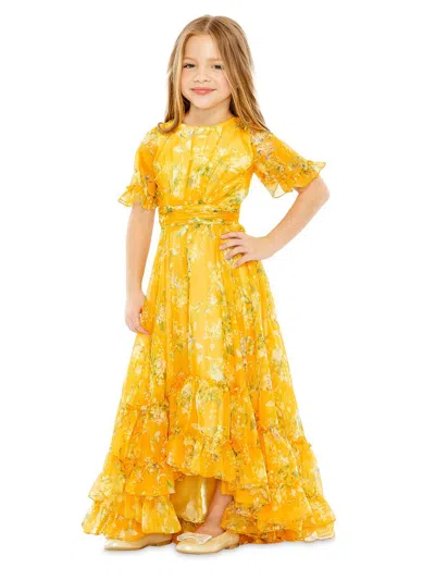 Mac Duggal Little Girl's & Girl's Floral Ruffle Hi-low Gown In Multi