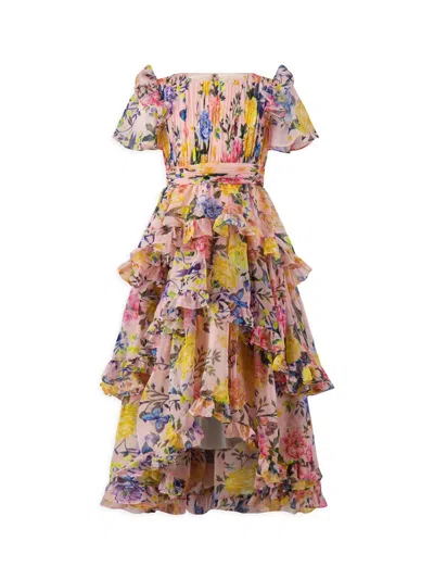 Mac Duggal Little Girl's & Girl's Floral Ruffled High-low Dress In Multi