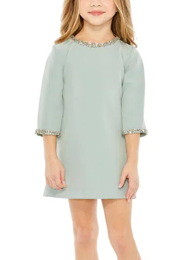 Mac Duggal Little Girl's & Girl's Rhinestone Beaded A-line Minidress In Green