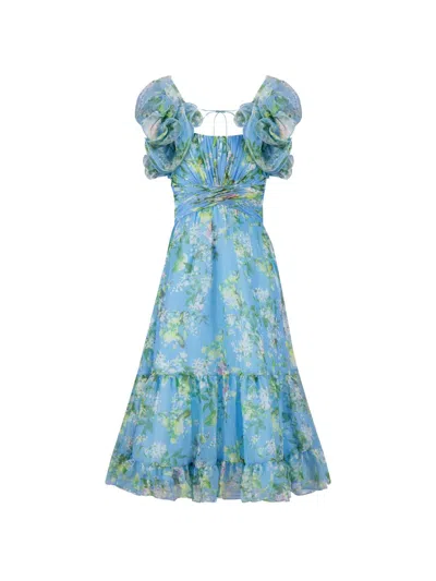 Mac Duggal Little Girl's & Girl's Ruffle-trim Chiffon Gown In Blue