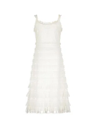 Mac Duggal Little Girl's & Girl's Sequined Ruffled Dress In White