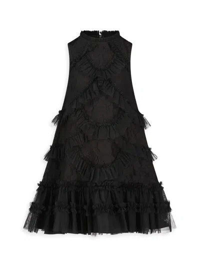 Mac Duggal Little Girl's & Girl's Sleeveless High Neck Dress In Black