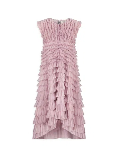 Mac Duggal Little Girl's & Girl's Tiered Tulle Gown In Purple