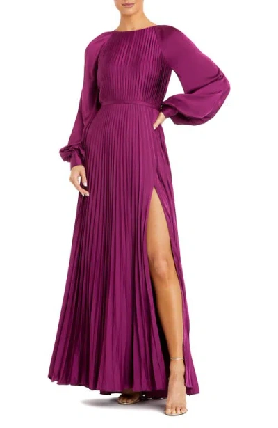 MAC DUGGAL MAC DUGGAL LONG BLOUSON SLEEVE PLEATED HIGH NECK GOWN