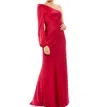 Mac Duggal Long Formal One Shoulder Dress In Ruby In Red