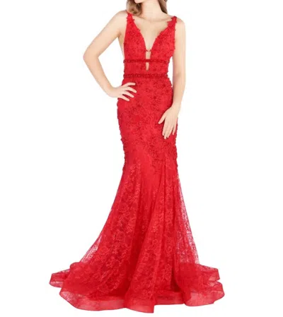 Mac Duggal Long Mermaid Long Dress In Red