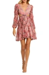 Mac Duggal Floral Ruffle Cutout Chiffon A-line Cocktail Dress In Rose Multi