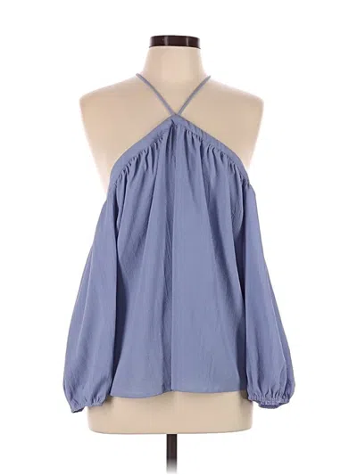 Mac Duggal Long Sleeve Blouse In Blue