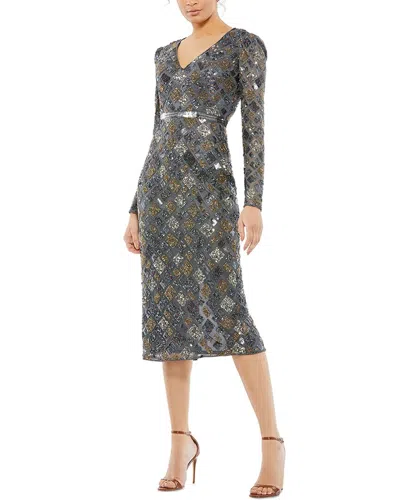 Mac Duggal Long Sleeve Dress In Charcoal