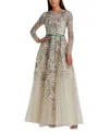 Mac Duggal Womens Floral Embellished Evening Dress In Sage Multi