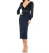 Mac Duggal Sequin Long Sleeve Body-con Midi Cocktail Dress