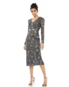 Mac Duggal Long Sleeve Geometric Sequin Midi Dress In Pink