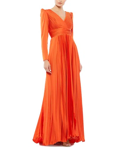 Mac Duggal Long Sleeve Gown In Orange