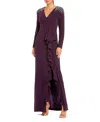 Mac Duggal 49897 Long Sleeve Formal Fitted Evening Dress In Purple
