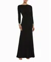 Mac Duggal Long Sleeve Jersey Gown With Beaded Cuff Sleeves In Black