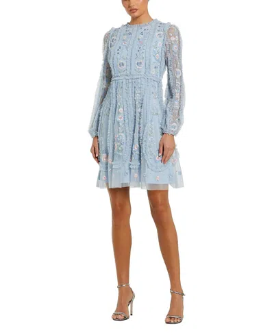 Mac Duggal 9365 Mini Short Homecoming Cocktail Ruffle Dress In Blue