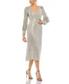 Mac Duggal Midi Dress In Silver