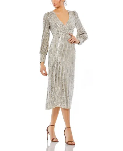 MAC DUGGAL LONG SLEEVE MIDI DRESS