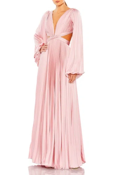 Mac Duggal Satin V-neck Gown In Pink