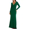 Mac Duggal Ieena Jersey Wrap A-line Gown In Emerald