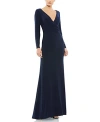 Mac Duggal Ieena Jersey Wrap A-line Gown In Midnight
