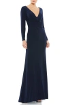 Mac Duggal Ieena Jersey Wrap A-line Gown In Midnight