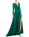 Mac Duggal 55245 Formal Long Sleeve High Slit Dress In Green