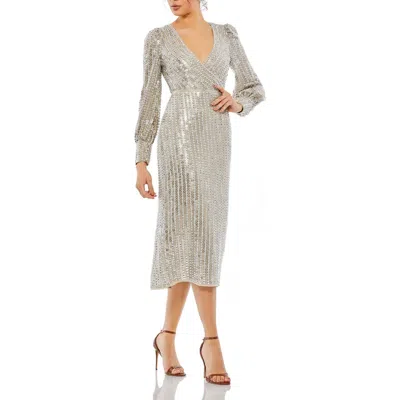 Mac Duggal Midi Dress In Metallic