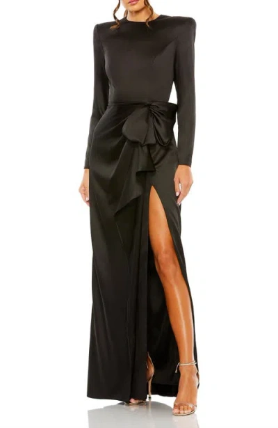 MAC DUGGAL MAC DUGGAL LONG SLEEVE STRUCTURED BOW DRAPED GOWN