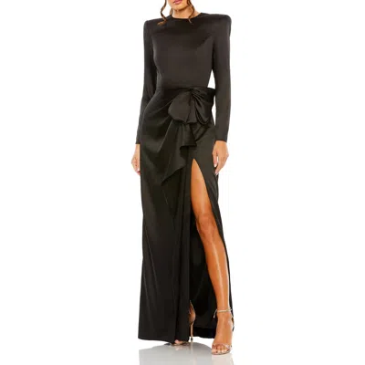MAC DUGGAL MAC DUGGAL LONG SLEEVE STRUCTURED BOW DRAPED GOWN