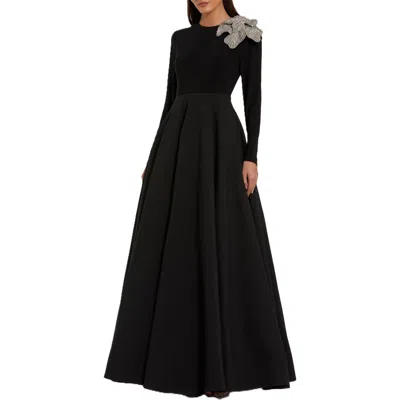 MAC DUGGAL MAC DUGGAL LONG SLEEVE TAFFETA 3D FLOWER BALL GOWN