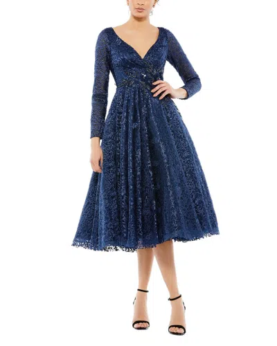 Mac Duggal Tea Length Dress In Blue