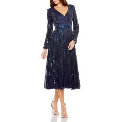 Mac Duggal Tea-length Dress In Blue