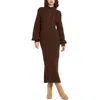 Mac Duggal Long Sleeve Turtle Neck Knit Midi Dress