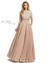 Mac Duggal Long Sleeves Pleated Formal Dress In Neutral