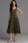 Mac Duggal Mag Duggal Lace Cutwork Midi Dress In Green