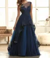 Mac Duggal Magical Ball Gown In Navy In Blue