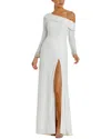 Mac Duggal Womens Embellished Polyester Evening Dress In White