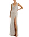 Mac Duggal Maxi Dress In Silver