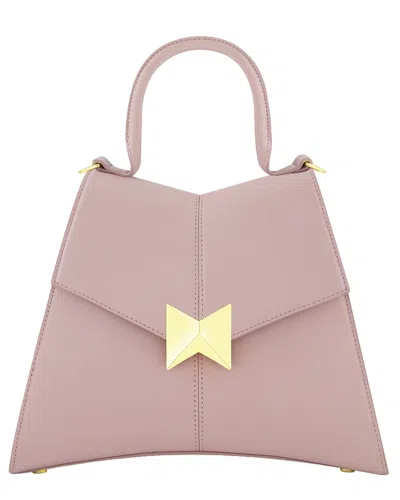 Mac Duggal Medium Angular Leather Handbag In Pink