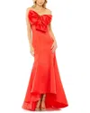 Mac Duggal Statement Bow Strapless Mermaid Gown In Red